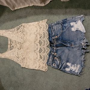Denim Distressed Cutoff Shorts